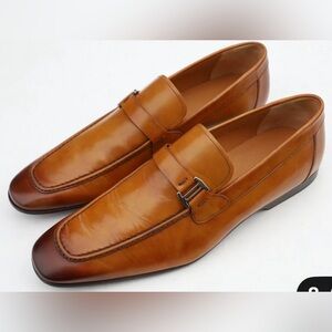 Magnanni men’s brown tan cognac loafers dshoes silver hardware classic preppy 11